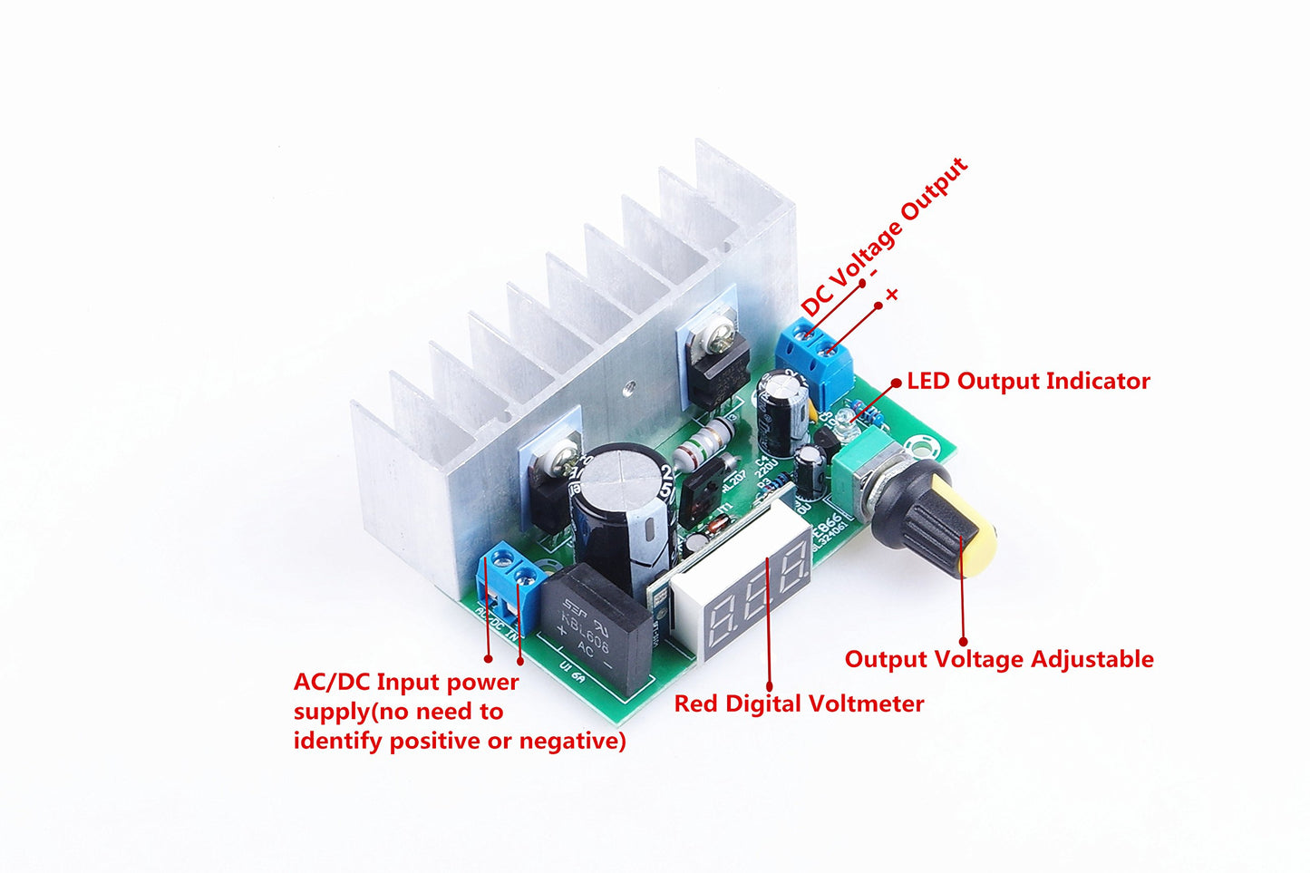 KNACRO LM317 Buck Voltage Converter Regulated Power Supply Module DC 24V to DC 12V LED Display Voltmeter Volt Regulator DC 0-35V AC 0-28V to DC…