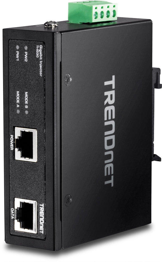 TRENDnet Hardened Industrial Gigabit PoE+ Injector, DIN-Rail, Wall Mount, IP30 Rated Housing, DIN-rail & Wall Mounts Included, TI-IG30 (Renewed)