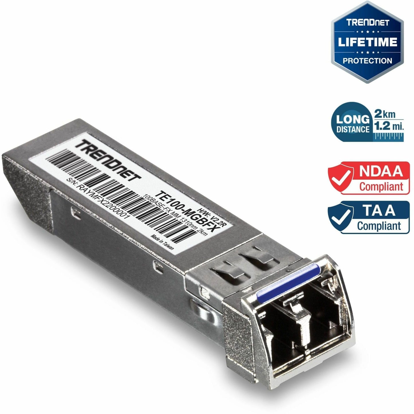 TRENDnet SFP to RJ45 100Base-FX Multi-Mode LC Module, TE100-MGBFX, Compatible with Mini-GBIC, Supports 1310 nm, Up to 155 Mbps, Hot-Pluggable, Up to 2