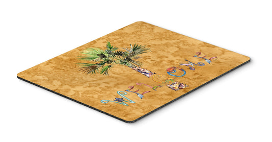 Caroline's Treasures 8709MP Welcome Palm Tree on Gold Mouse Pad, Hot Pad or Trivet for Home Office Gaming Working Computers Laptop Mouse Mat,Washable