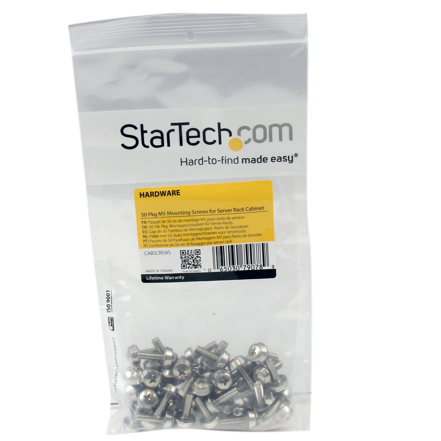 StarTech.com M5 Mounting Screws for Server Racks and Cabinets - 50 Pack - Screw kit (pack of 50) - CABSCREWS