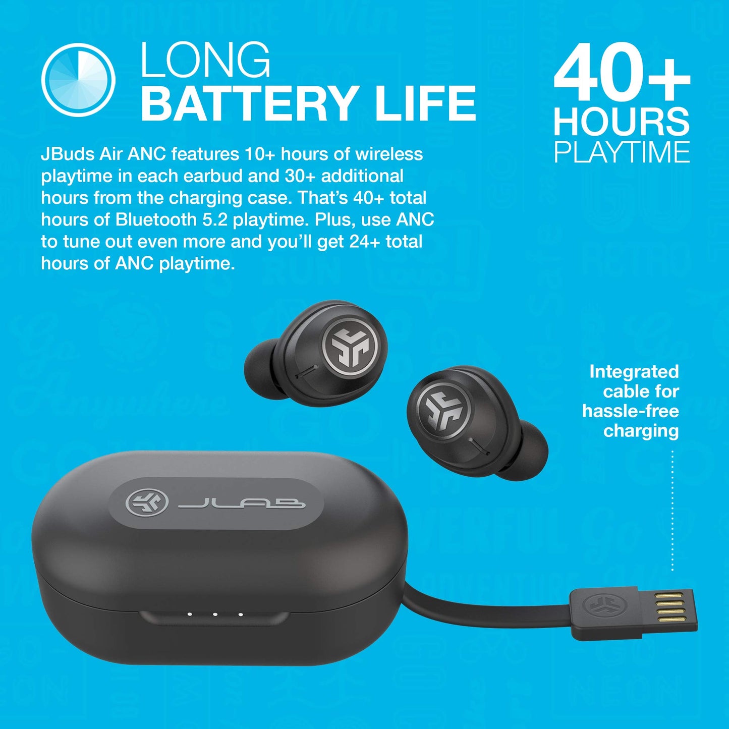 JLab JBuds Air ANC True Wireless Bluetooth Earbuds | Black | Active Noise Canceling | Low Latency Movie Mode | Dual Connect | IP55 Sweat Resistance |