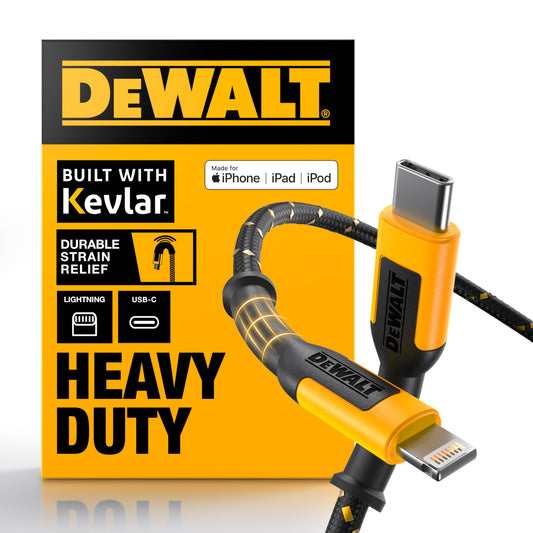 DEWALT Lightning to USB C Cable - Reinforced Braided Cable for Lightning - Charger Cord Compatible with iPhone - Apple Compatible Charging Cable……