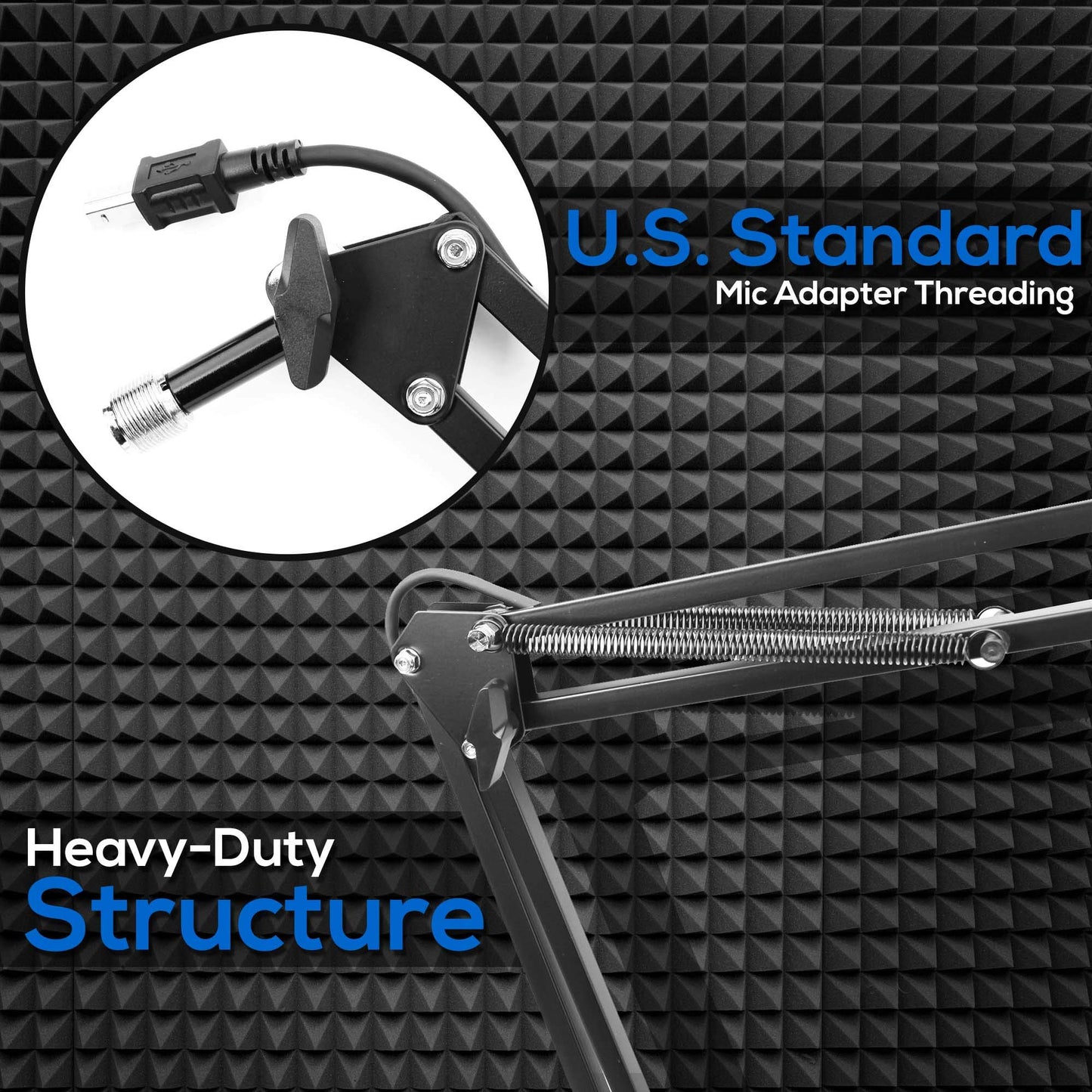Sound Around Soul Inscriptions Press USB Suspension Boom Microphone Stand-Adjustable Compact USB Microphone Arm Stand,Durable Steel for Radio