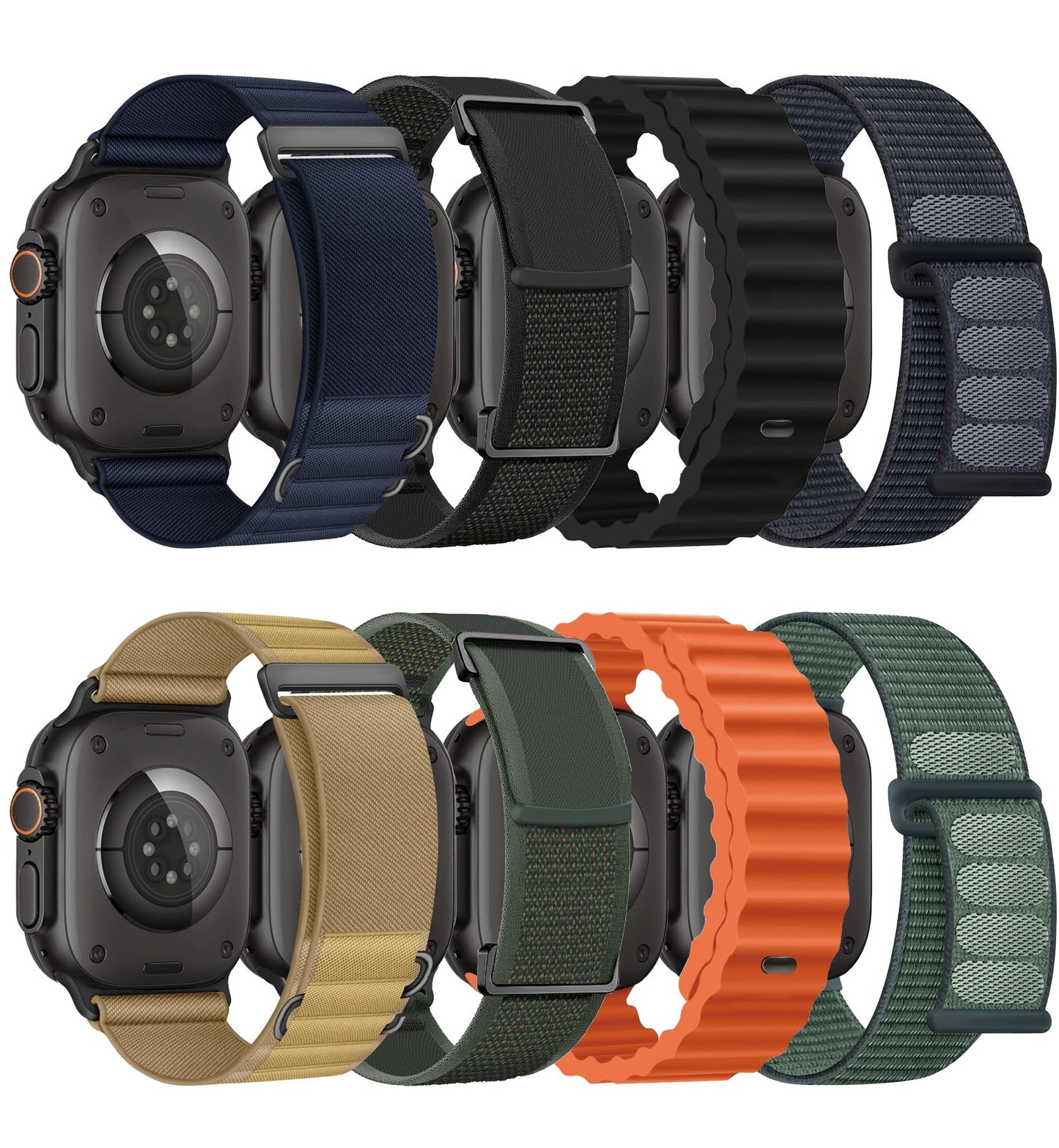 8 Pack Compatible with Apple Watch Band 42mm 40mm 41mm 38mm for Women Men,Breathable Trail Loop+Alpine Loop+Ocean Band+Nylon Sport Loop for iWatch