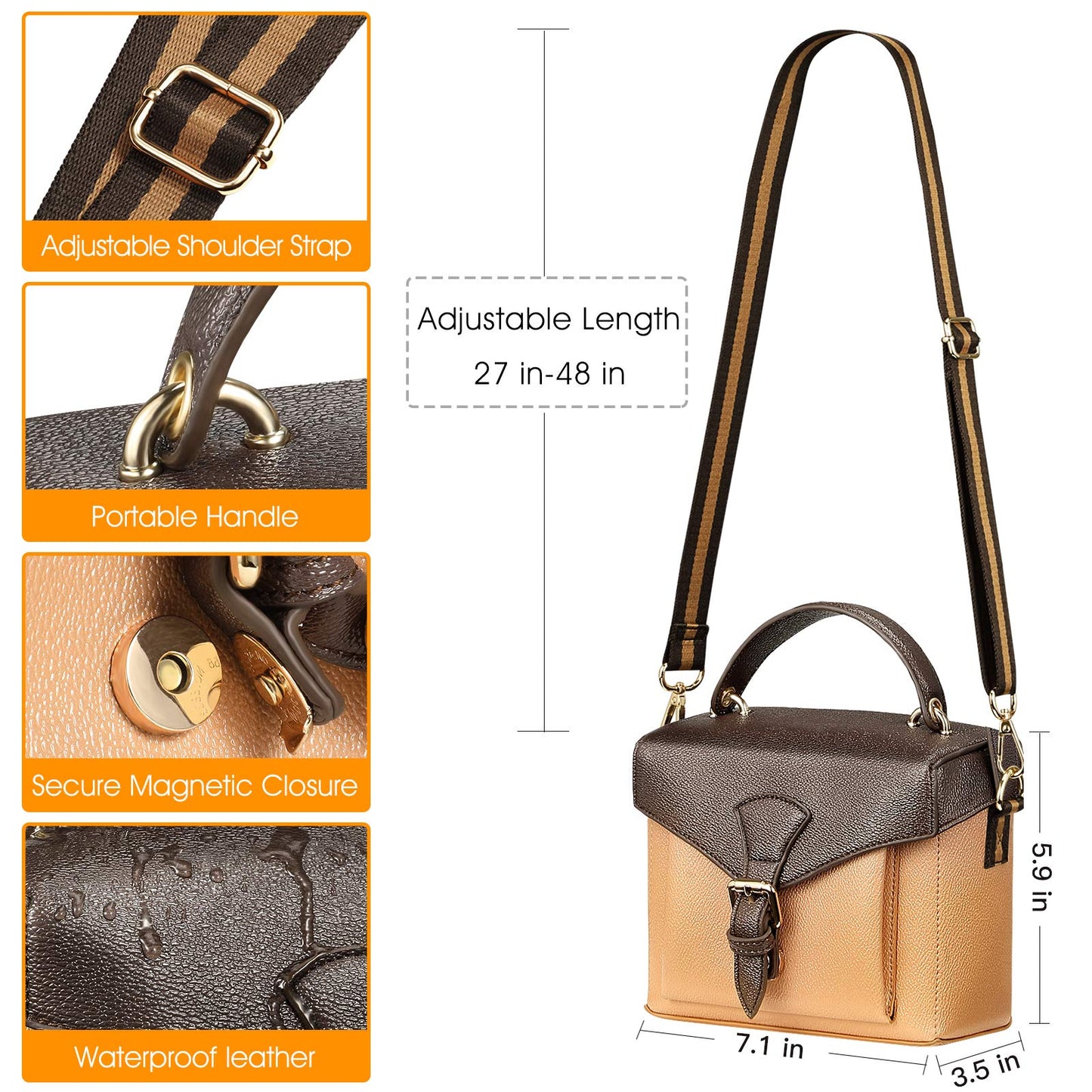 FINPAC Protective Case Leather Crossbody Handbag for Fujifilm Instax Mini 12/11/9/8+/8/90/70/40/26+/25/7s/Mini LiPlay/Square SQ1/SQ6/SQ40 Polaroid