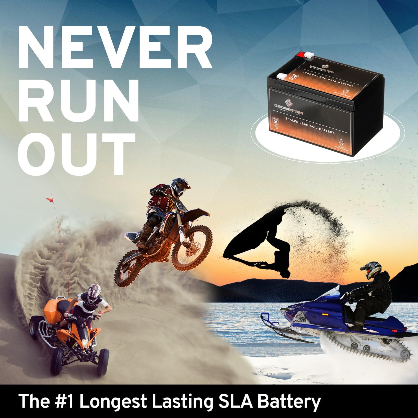 CB CHROMEBATTERY 12V 12AH Sealed Lead Acid (SLA) Rechargeable Battery - F2 Terminal - Deep Cycle Design - Replacement for Alarm Systems, Scooters…