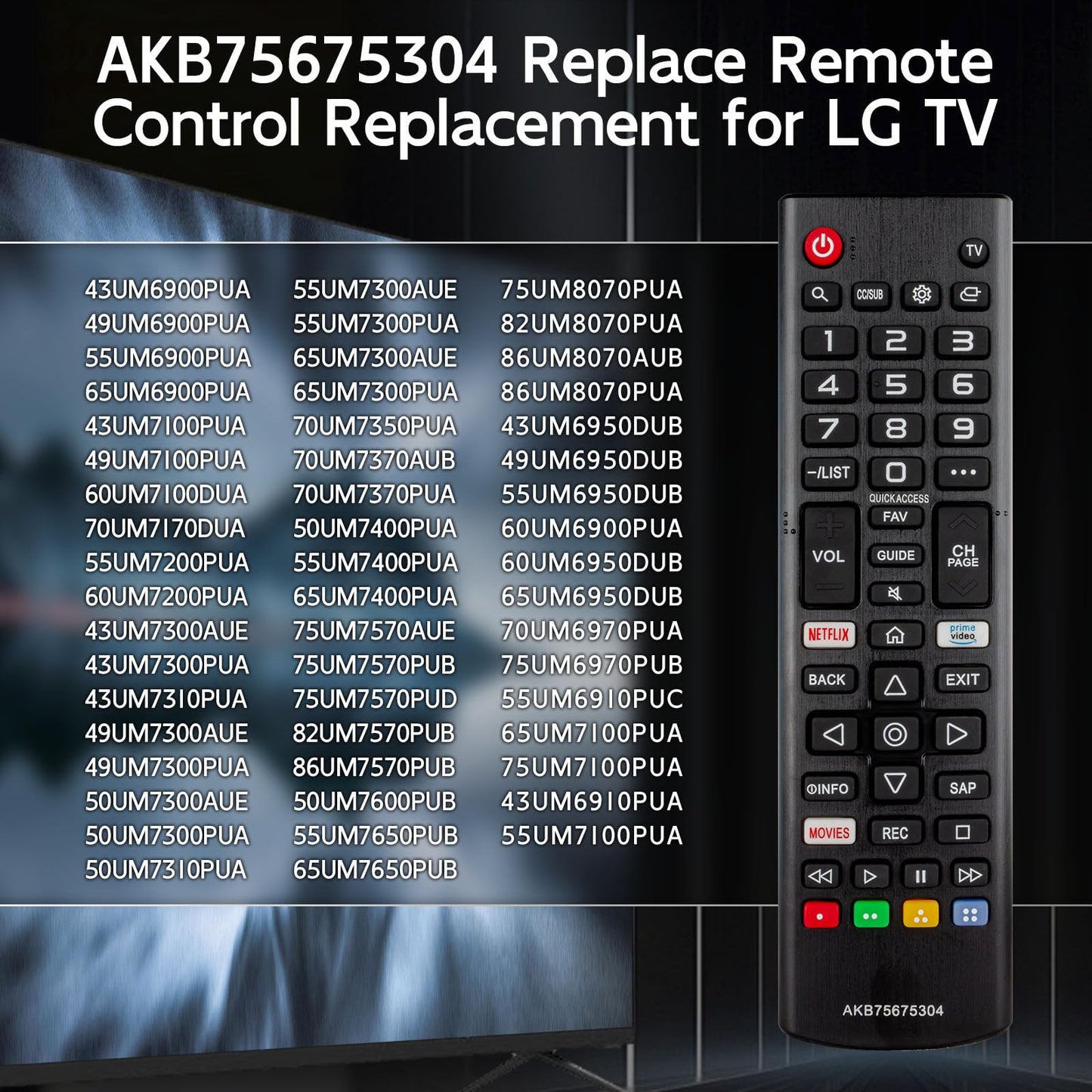 AKB75675304 TV Remote Control for L-G Tv Remote, Replacement for L-G Remote Control for Smart Tv, Compatible with All L-G TV Models 32LM5620BPUA