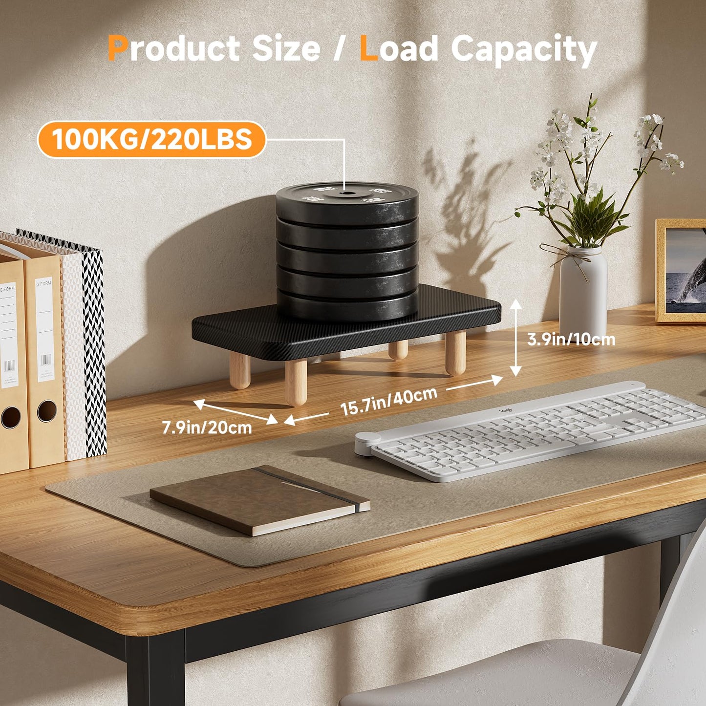 NestNeat Single Monitor Stand Riser, 16Inch Wood Desk Organizer with Monitor Stand & Storage Computer Monitor and Laptop Riser Multifunctional Laptop