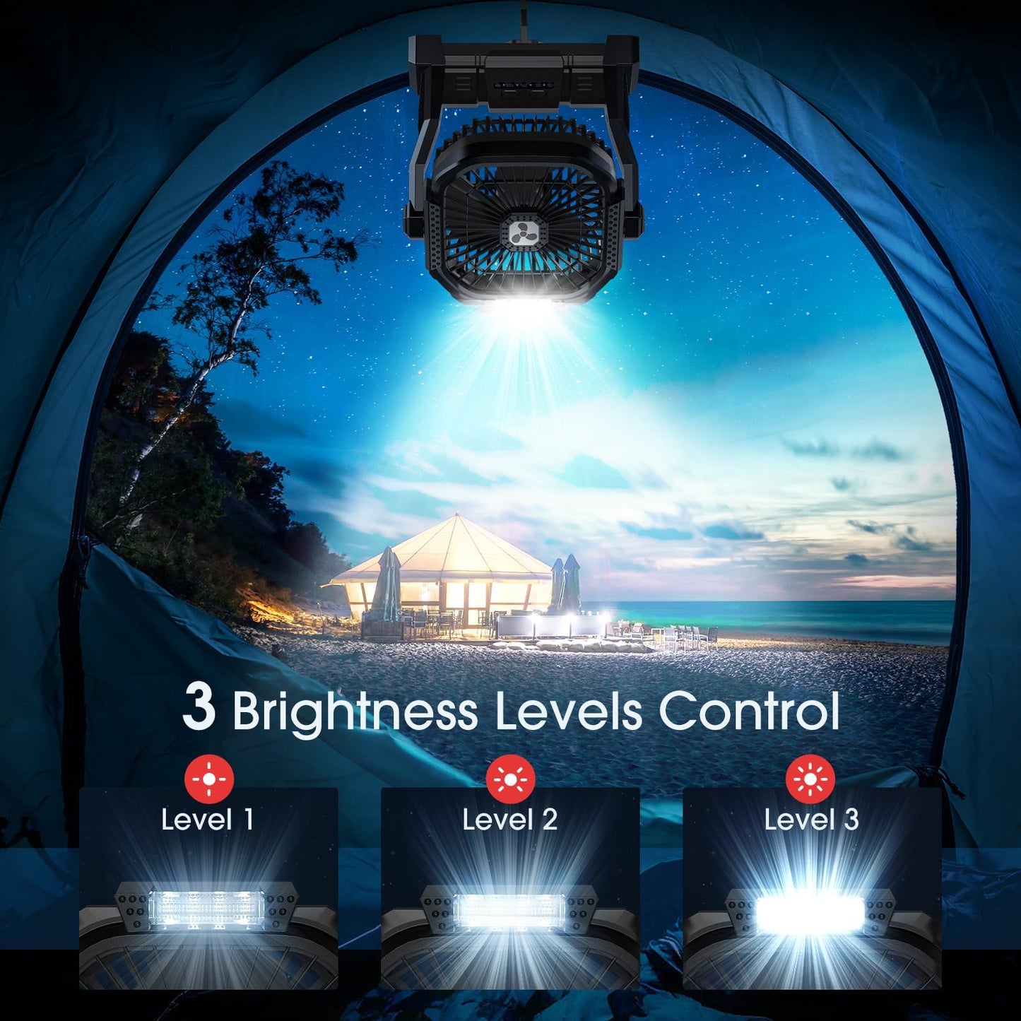 Portable Fan Rechargeable 20000mAh Cordless Battery Powered Camping Fan