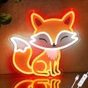 ACOPAEY Fox Neon Sign, Dimmable LED Night Light for Bedroom Wall Decor, Cute Fox Room Decor Gift for Kids Teens and Fox Lovers