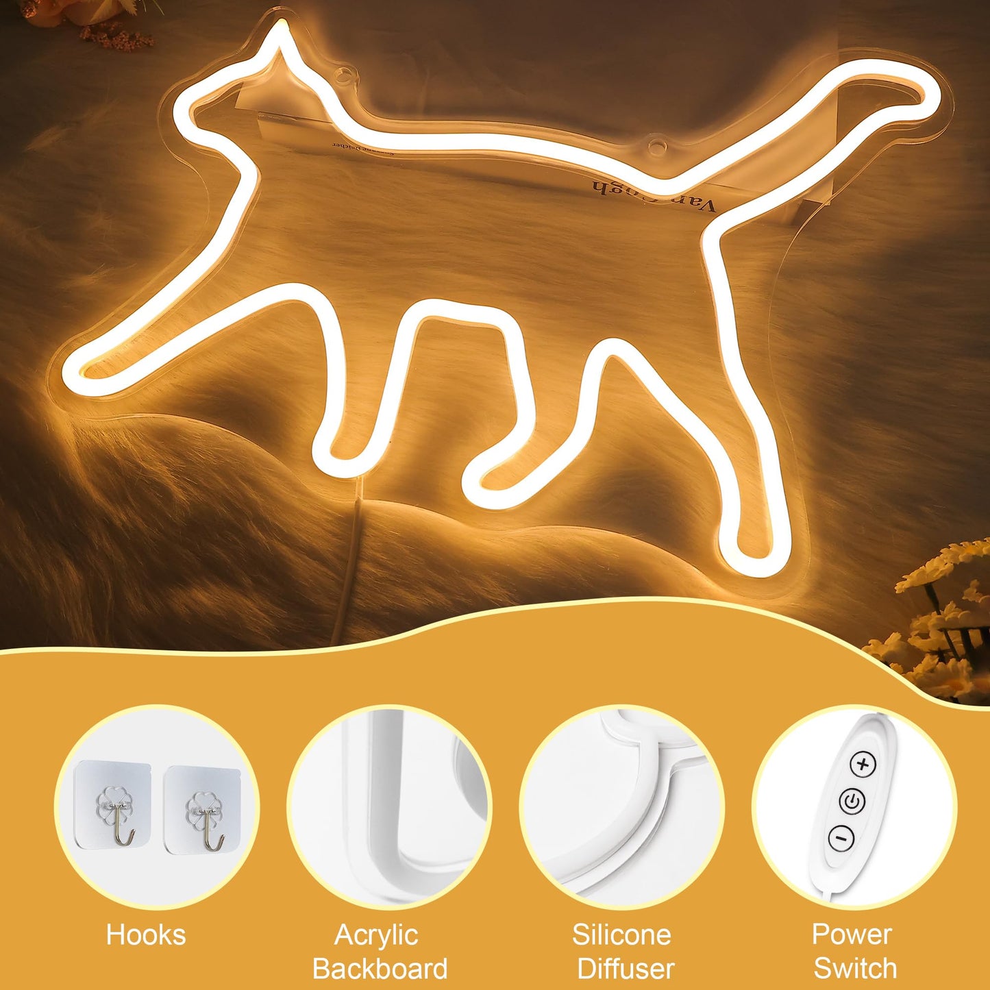 CoolGift Mart Cat Neon Sign, Cat Lamp Wall Decor, Dimmable Birthday Party Decorations for Home, Patio, Garden, Bars, Restaurants, Hotels, Stores