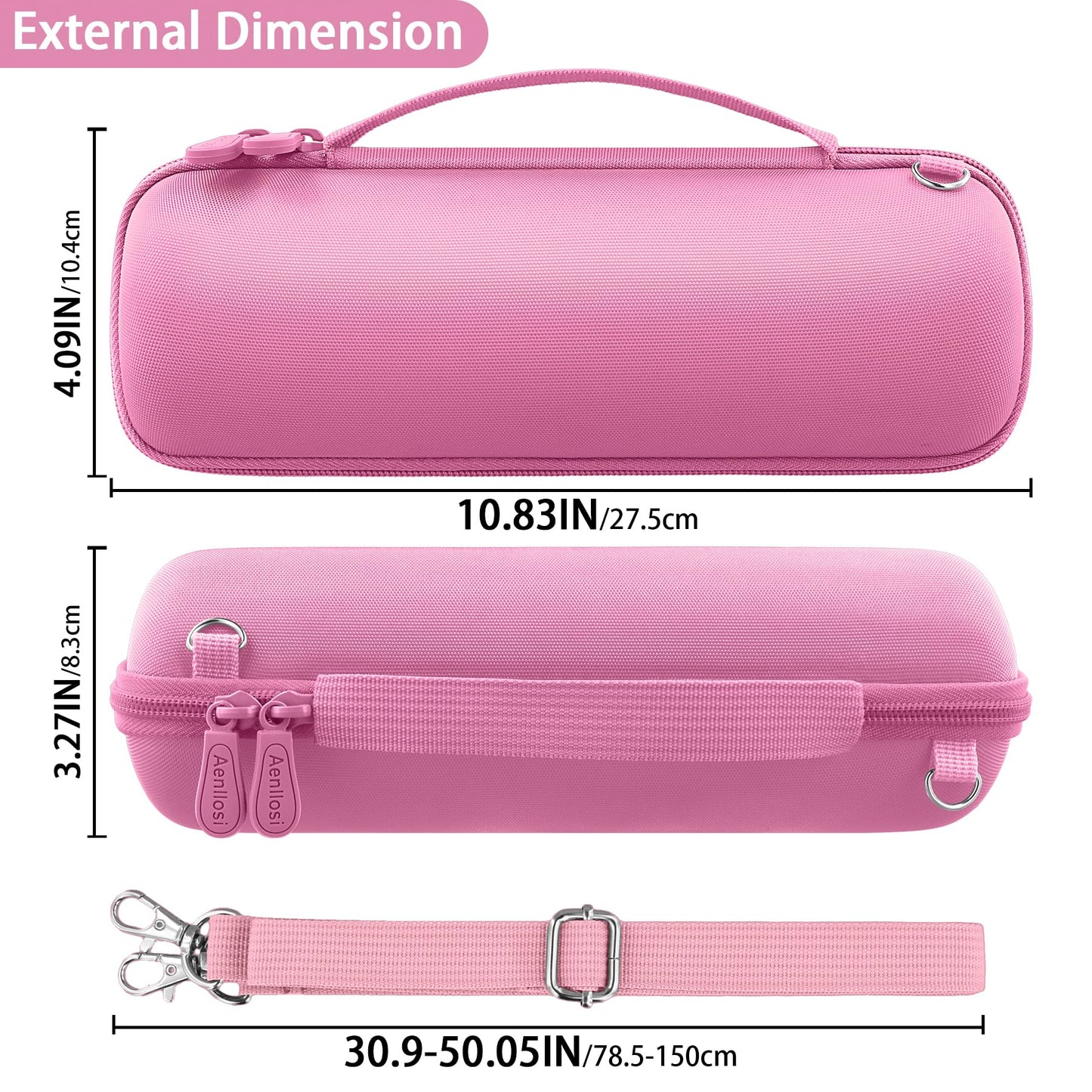 Aenllosi for JBL Flip 7/ Flip 6/ Flip 5 Protable Bluetooth Speaker Hard Case with Adjustable Shoulder Strap,Pink (Case Only)