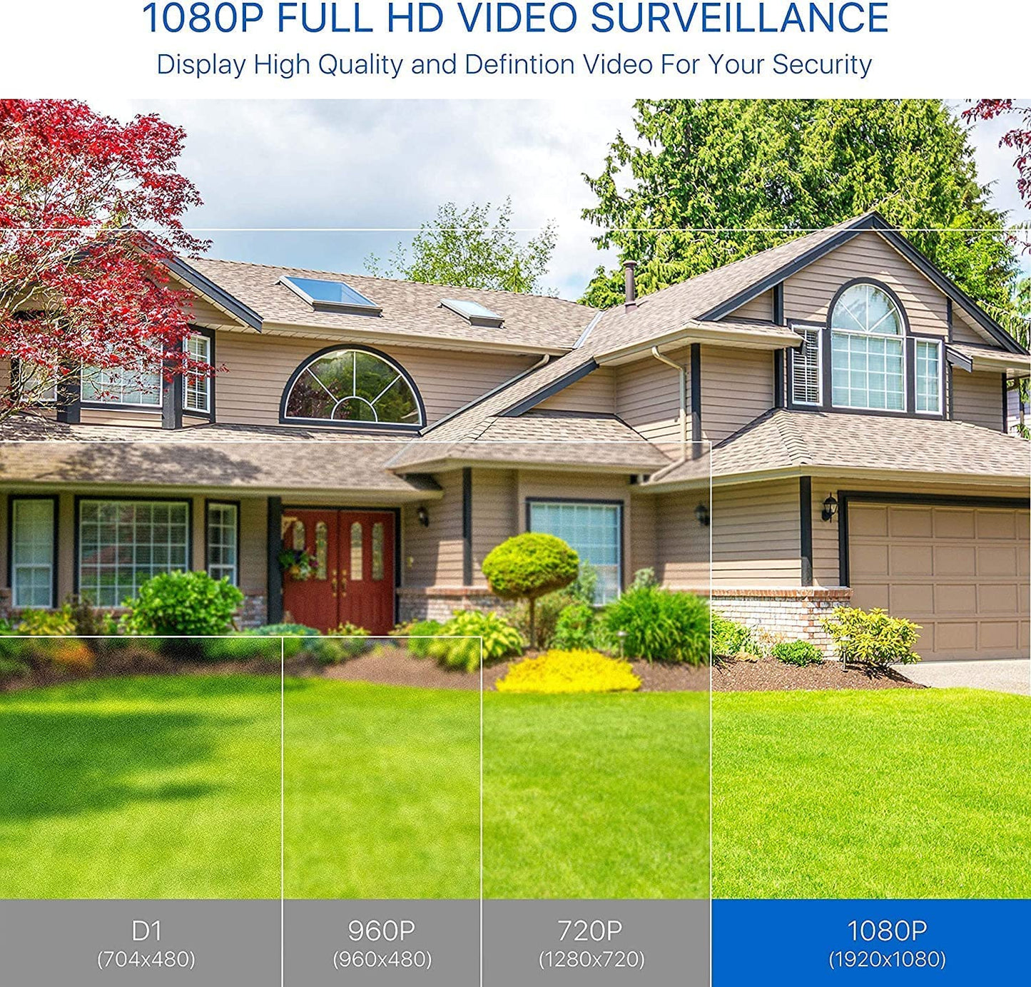 ZOSI 4 Pack 2MP 1080p HD-TVI Home Security Camera Outdoor Indoor 1920TVL, 24PCS LEDs, 80ft Night Vision, 90°View Angle, Weatherproof Outside