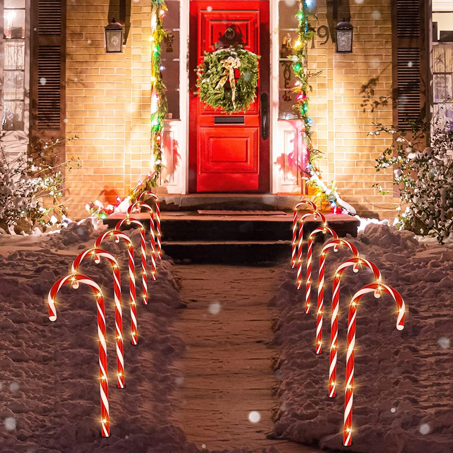 NTD 12 Lighted Candy Cane Pathway Markers (28") - Set of 12 (4-3 Packs) - Christmas Outdoor Pathway Lights