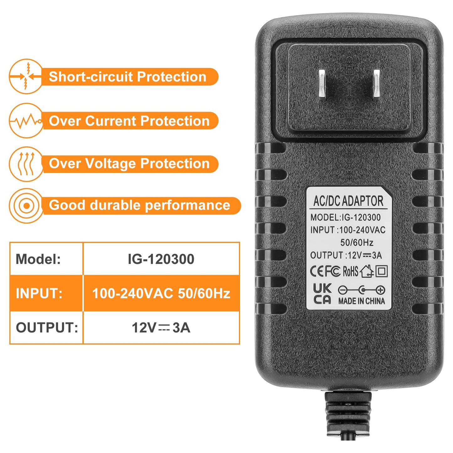 Crazepony AC to DC Power Adapter 12V 3A XT60 Plug for RC LiPo Battery Charger Balance Charger Like UP-S6 Charger