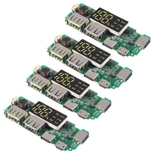 UMLIFE 4pcs 18650 Charging Board ，Dual USB 5V 2.4A Mobile Power Bank Module 186 50 Lithium Battery Charger Board with Overcharge Overdischarge Short…