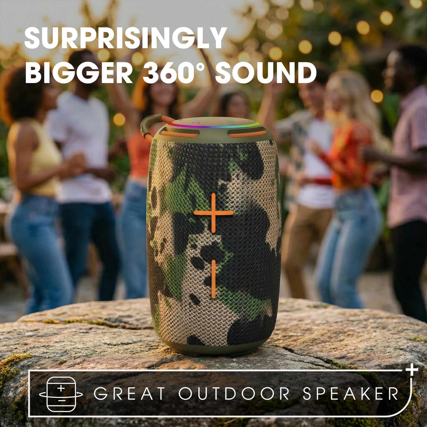PJGCWB Portable Bluetooth Speaker, IPX5 Waterproof, Mini with Subwoofer, 10 Hours Playtime, TWS Pairing, Black, for Home/Party/Outdoor (Army Green)