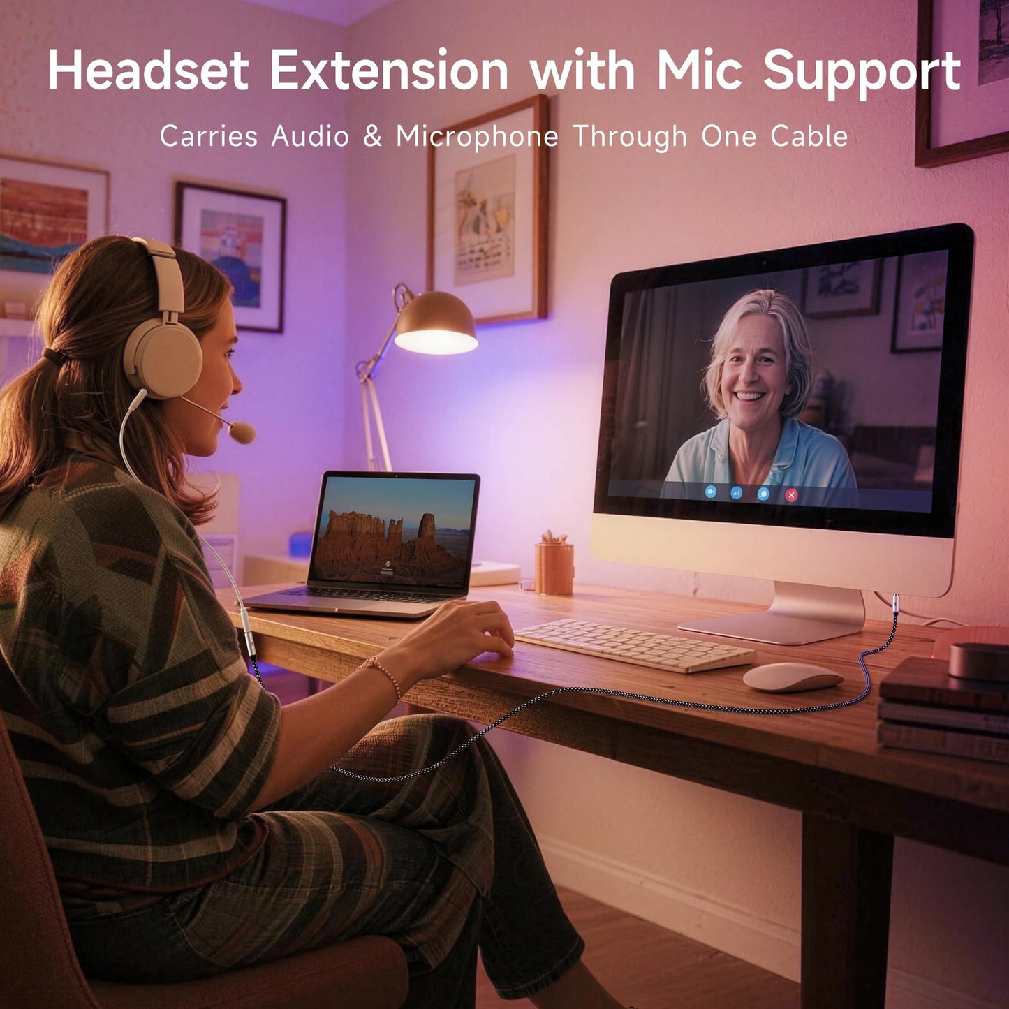 Cable Matters 2-Pack Headset Extension Cable - 6ft, TRRS with Mic Support, 3.5mm Extension Cable, Gaming Headset Extended Cord, Black