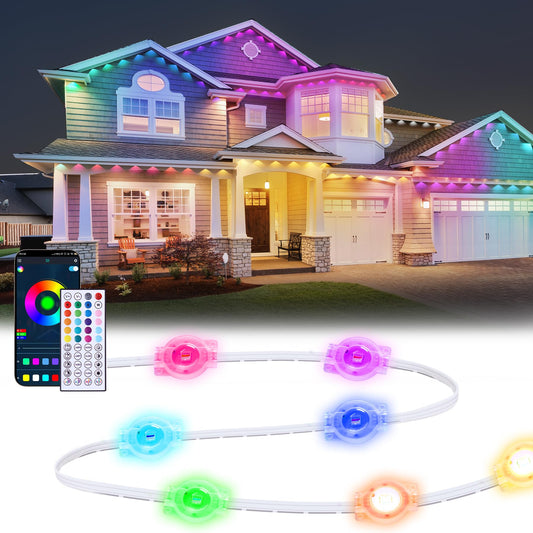 MaweMe 150FT Permanent Outdoor Lights for House,RGB LED Eaves Lights with IP67 Waterprooff, Smart App Remote Control, Music Sync, for Christmas,Daily