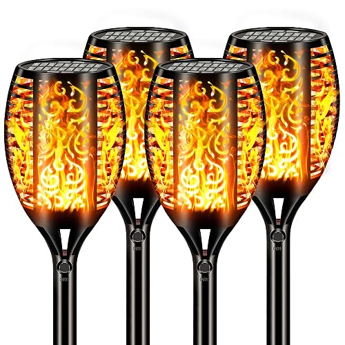 Uni PNR Upgraded Larger Solar Lights Outdoor Waterproof 96 LED, 43" Outdoor Lights, Solar Torch Light with Flickering Flame, Led Lights for Garden