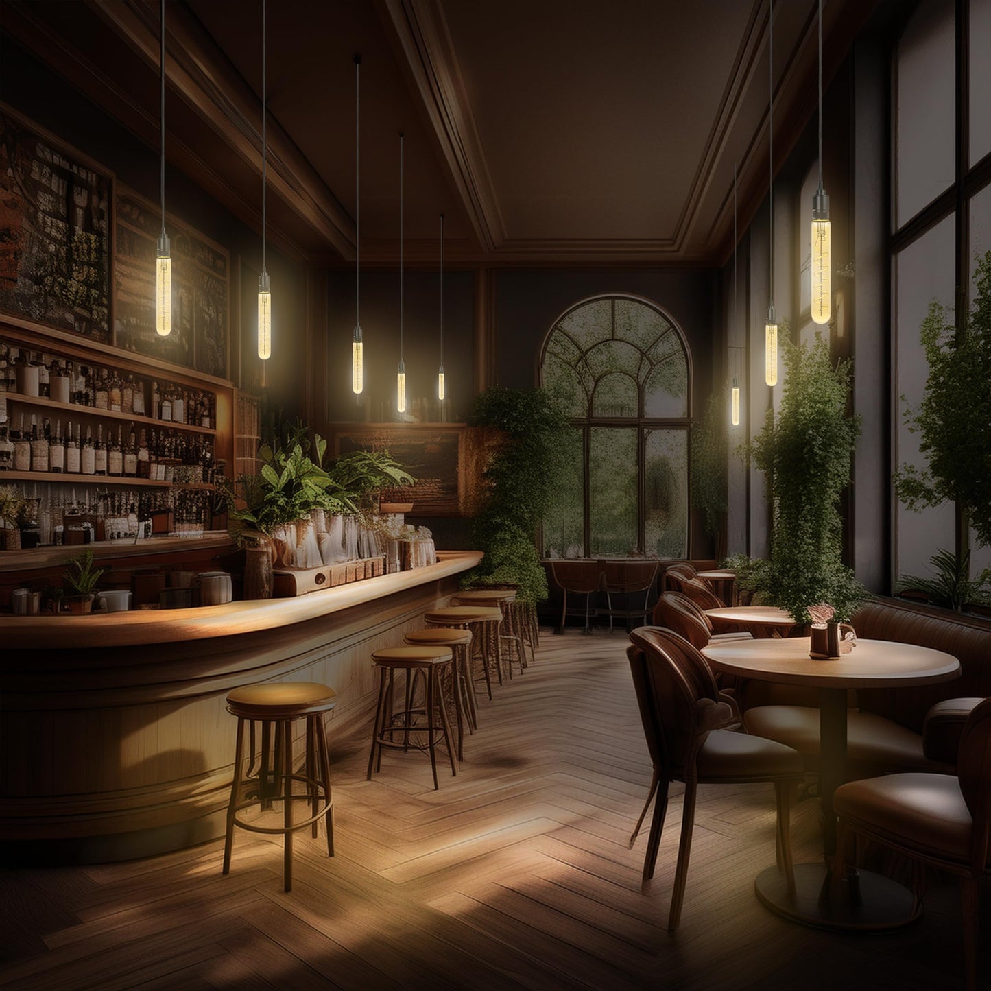 Feit Electric Vintage Exposed Filament Amber Glass LED T10L with a Medium E26 Base Light Bulb - 40W Equivalent - 10 Year Life - 200 Lumen - 2100K Soft