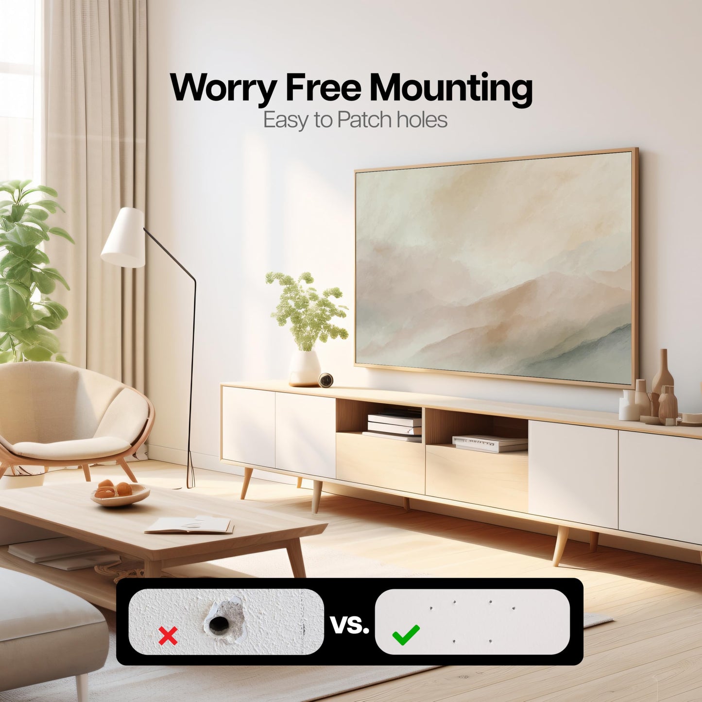 VIVO No Stud TV Wall Mount for 32 to 100 inch Screens, Max VESA 1000x600mm, Studless Drywall Mounting Solution, Black, MOUNT-NS100
