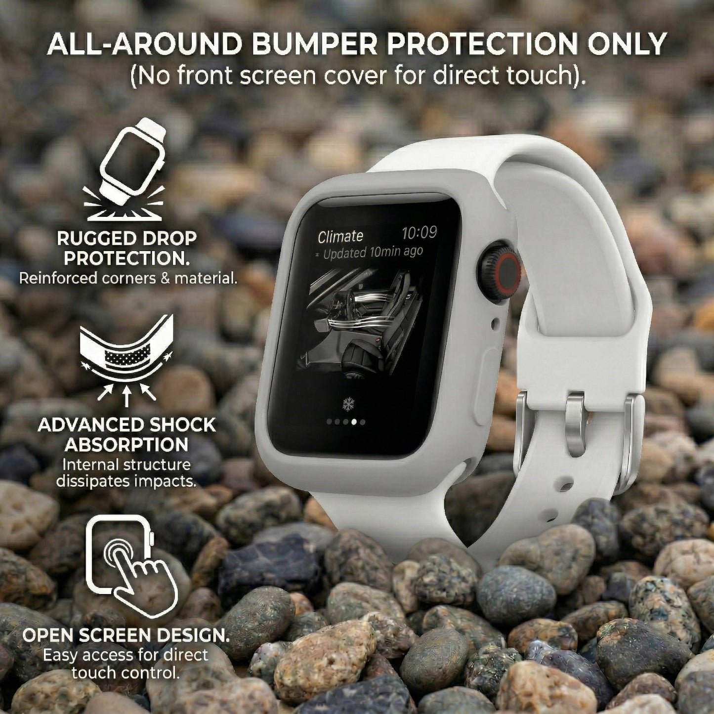 Slim Bumper Case Compatible with Apple Watch, Soft Silicone TPU Protective Cover, Rugged Frame with Open Screen Design Protector for iWatch Series