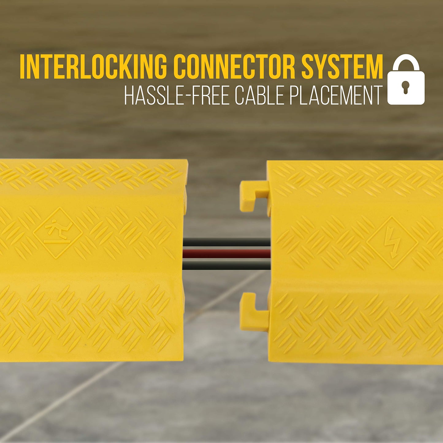 Durable Cable Ramp Protective Cover - 2,000 lbs Max Heavy Duty Drop Over Hose & Cable Track Protector, Safe in High Walking Traffic Areas - Cable
