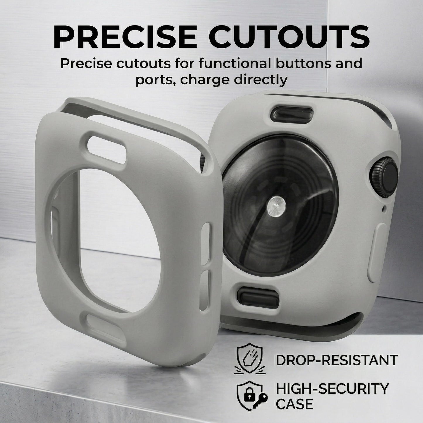 Slim Bumper Case Compatible with Apple Watch, Soft Silicone TPU Protective Cover, Rugged Frame with Open Screen Design Protector for iWatch Series