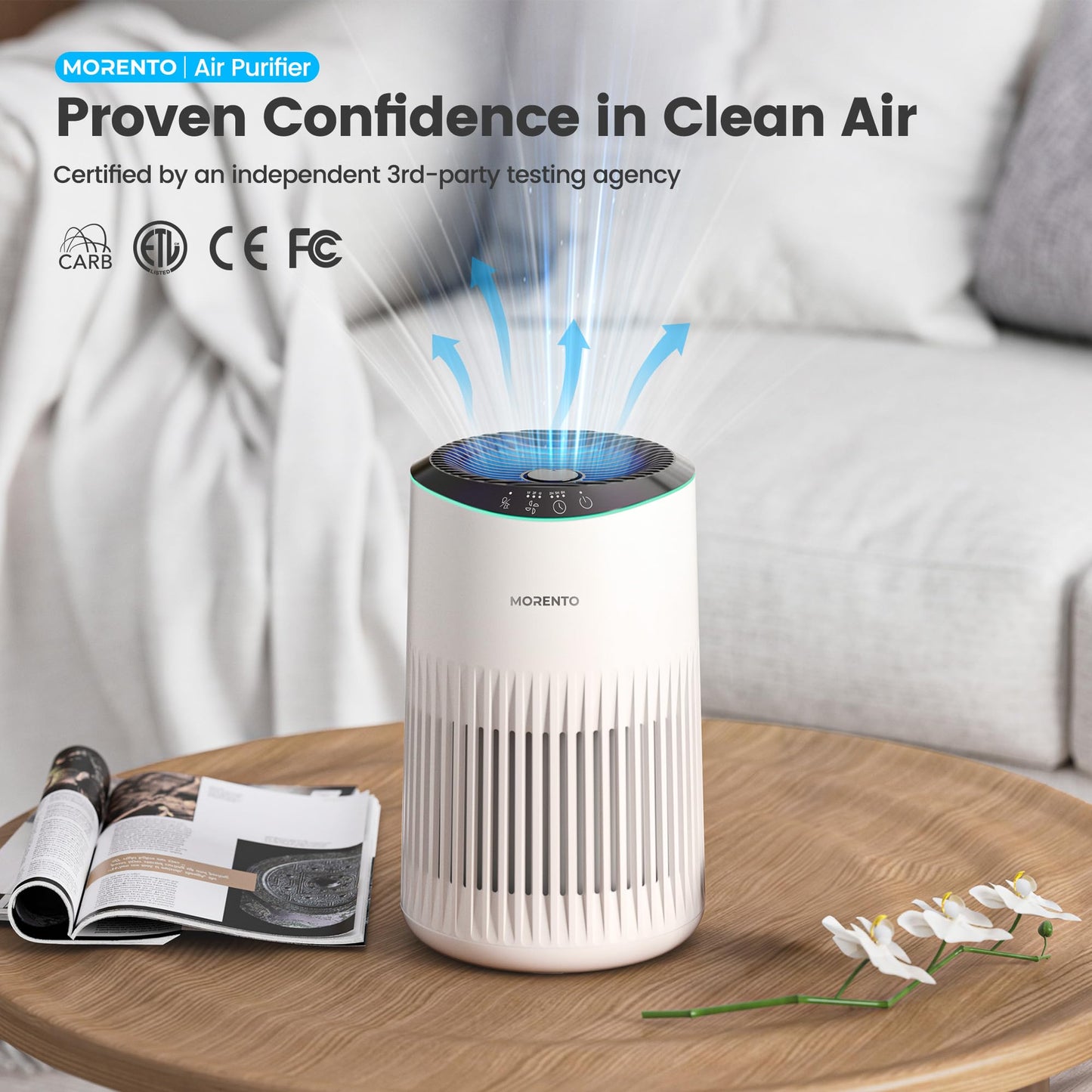 Air Purifiers for Bedroom Home for Smoke Pet Dander Odors 2 Pack Cream