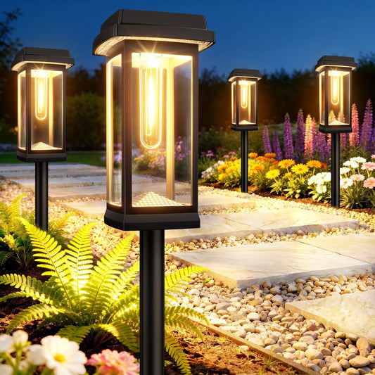 Solar Pathway Lights Outdoor, 8 Pack Upgraded Solar Garden Lights Solar Powered, Solar Lights Outdoor Waterproof IP65, 15 Hours Outdoor Solar Lights