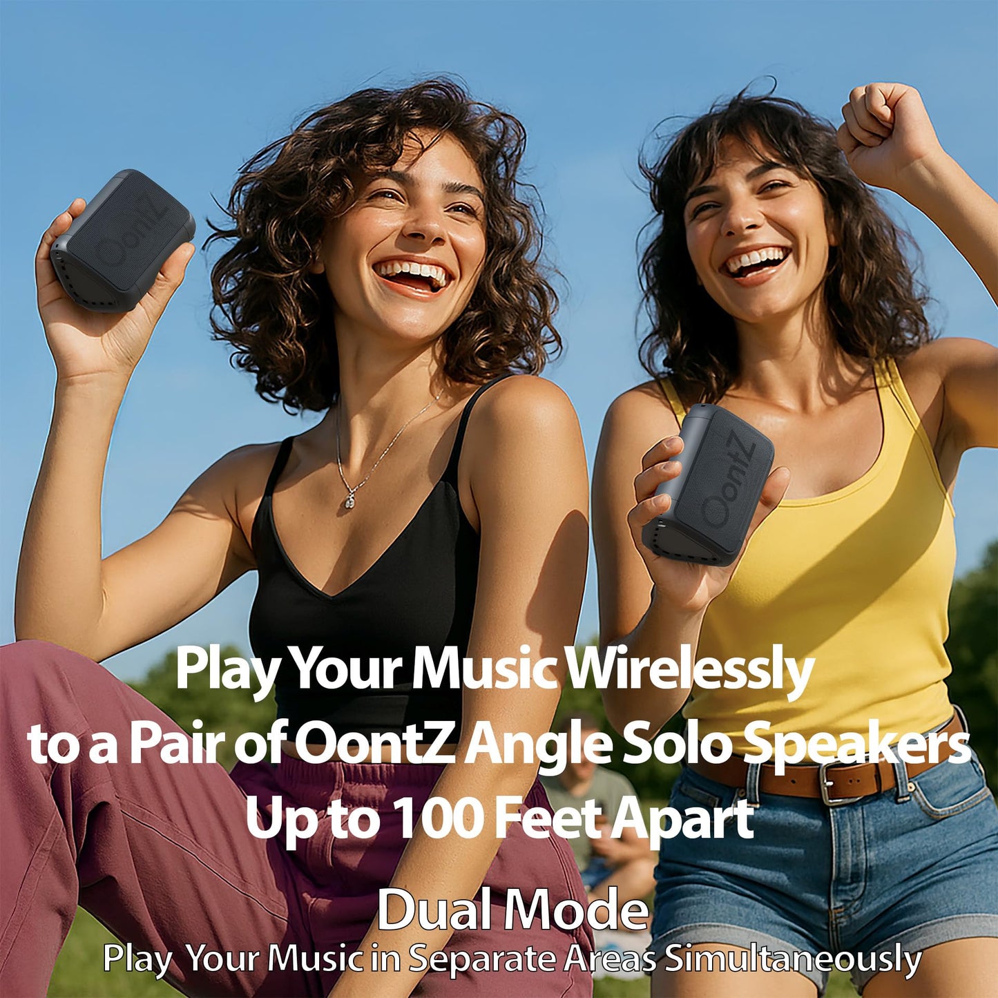 OontZ Angle Solo 2-Pack - Portable Bluetooth Speaker 5.0-5W Sound, 10-Hr Battery, 100ft Wireless Range, IPX5 Water-Resistant, Budget-Friendly Small
