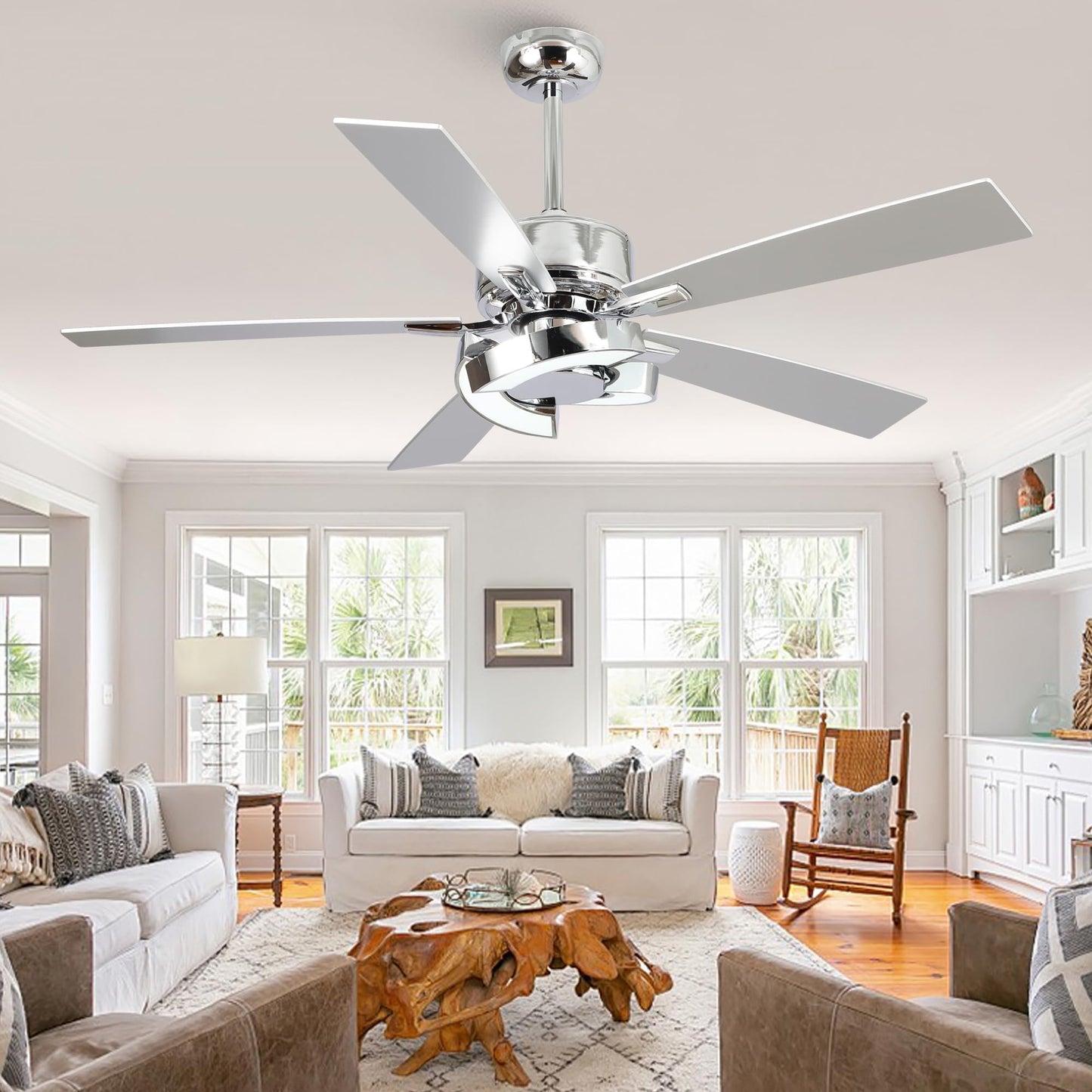 52 Inch Ceiling Fan with Lights and Remote Bedroom LED Ceiling Fan DC Motor