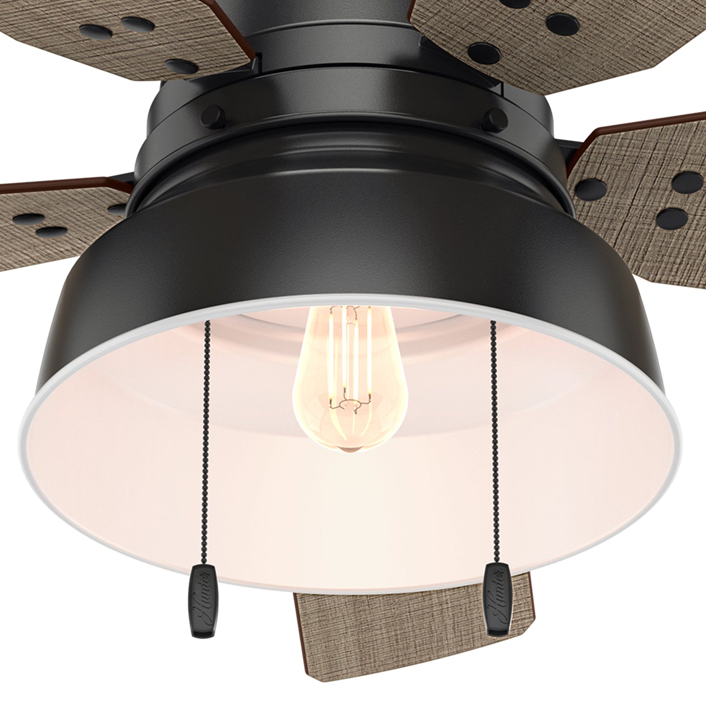 Hunter Fan 52 in. Outdoor Low Profile Ceiling Fan with LED Light kit in Matte Black (Renewed)
