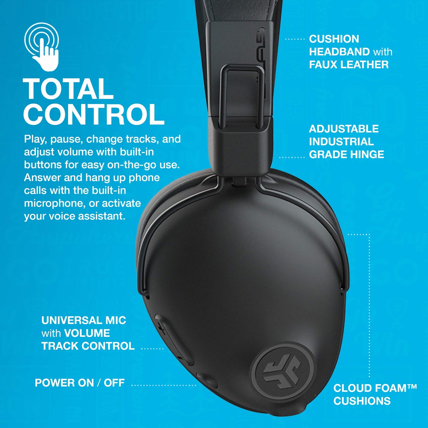 JLab Studio Pro Wireless Over-Ear Headphones, Black, 50+ Hour Bluetooth 5 Playtime, EQ3 Sound, Ultra-Plush Faux Leather & Cloud Foam Cushions, Track…