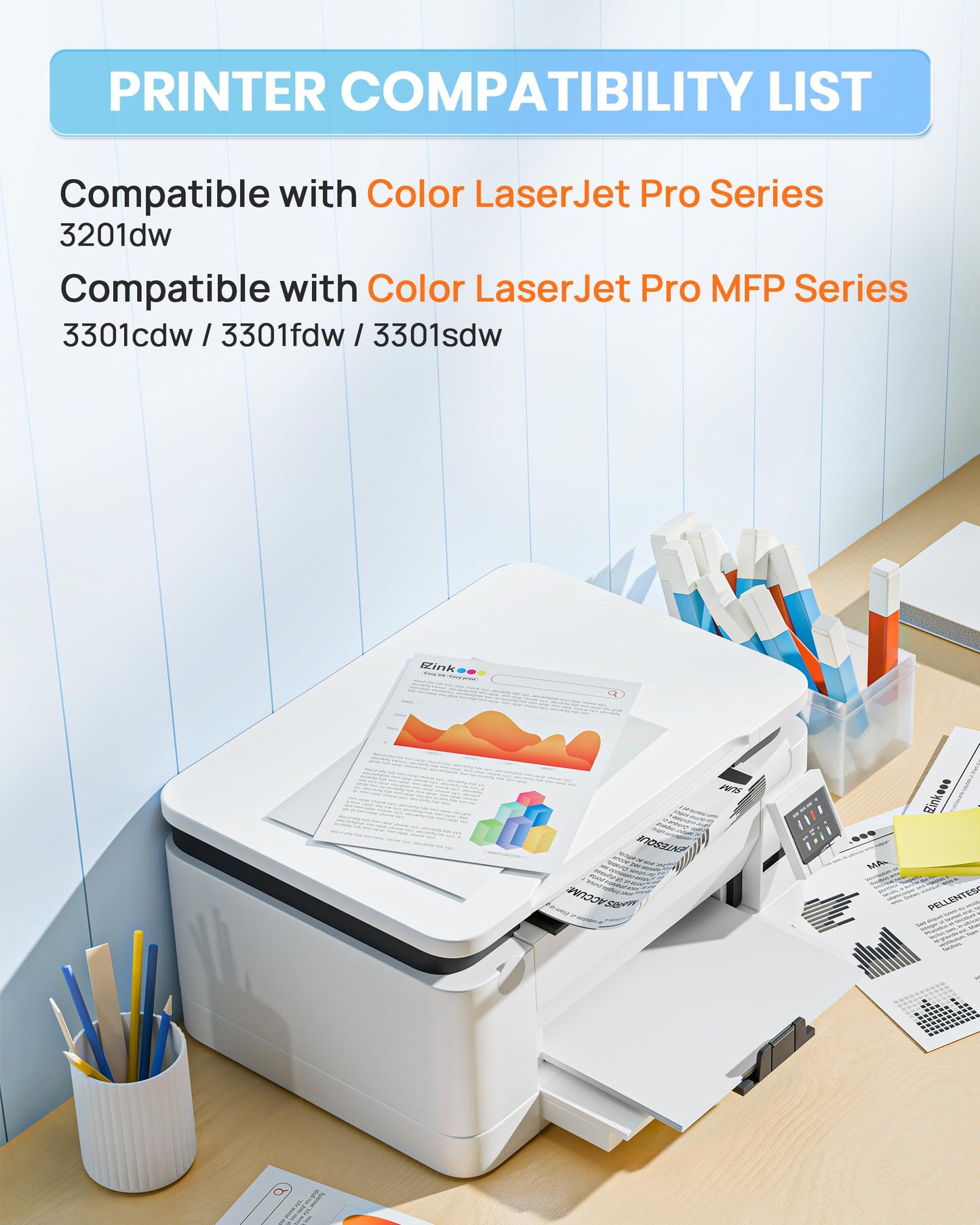 E-Z Ink Compatible HP 218A Toner Cartridges 4 Pack with Chip for HP 218A Toner HP 218 218X for HP Color LaserJet pro MFP 3301fdw Toner 3301cdw 3201dw