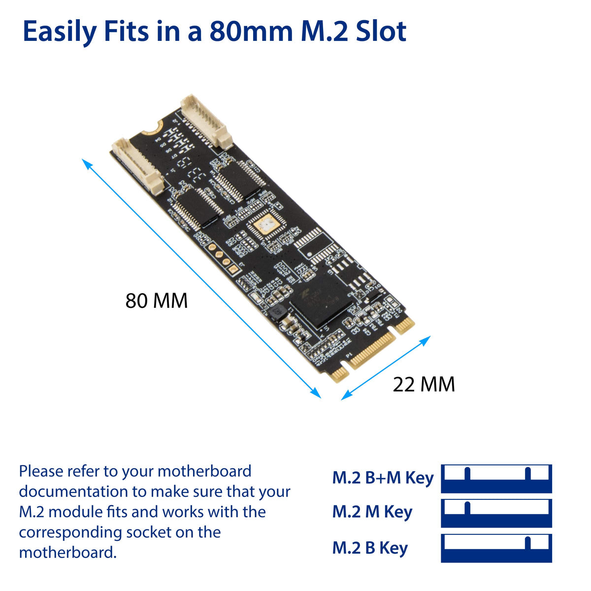 IO CREST 2 Port RS-232 DB9 Serial M.2 B+M Key Controller Card SI-ADA15069