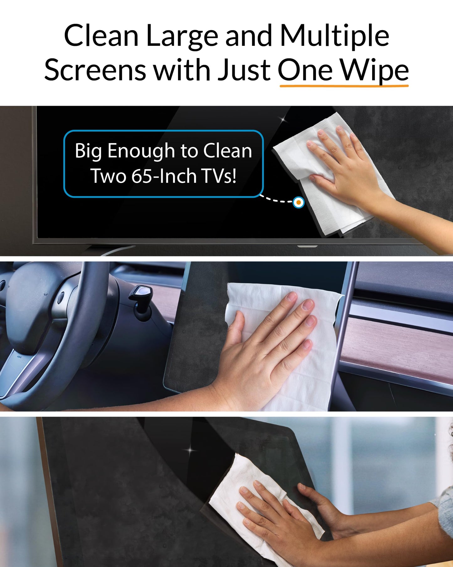 iCloth XL Screen Cleaning Wipes, Lint-Free and Streak-Free, Fast-Drying, Removes Dust, Fingerprints, and Smudges (60 XL Wipes)