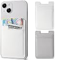 2Pack Phone Wallet,Leather Phone Card Holder Adhesive Stick On Credit Card Pocket for Back of Phone Case iPhone and Android-White,Grey