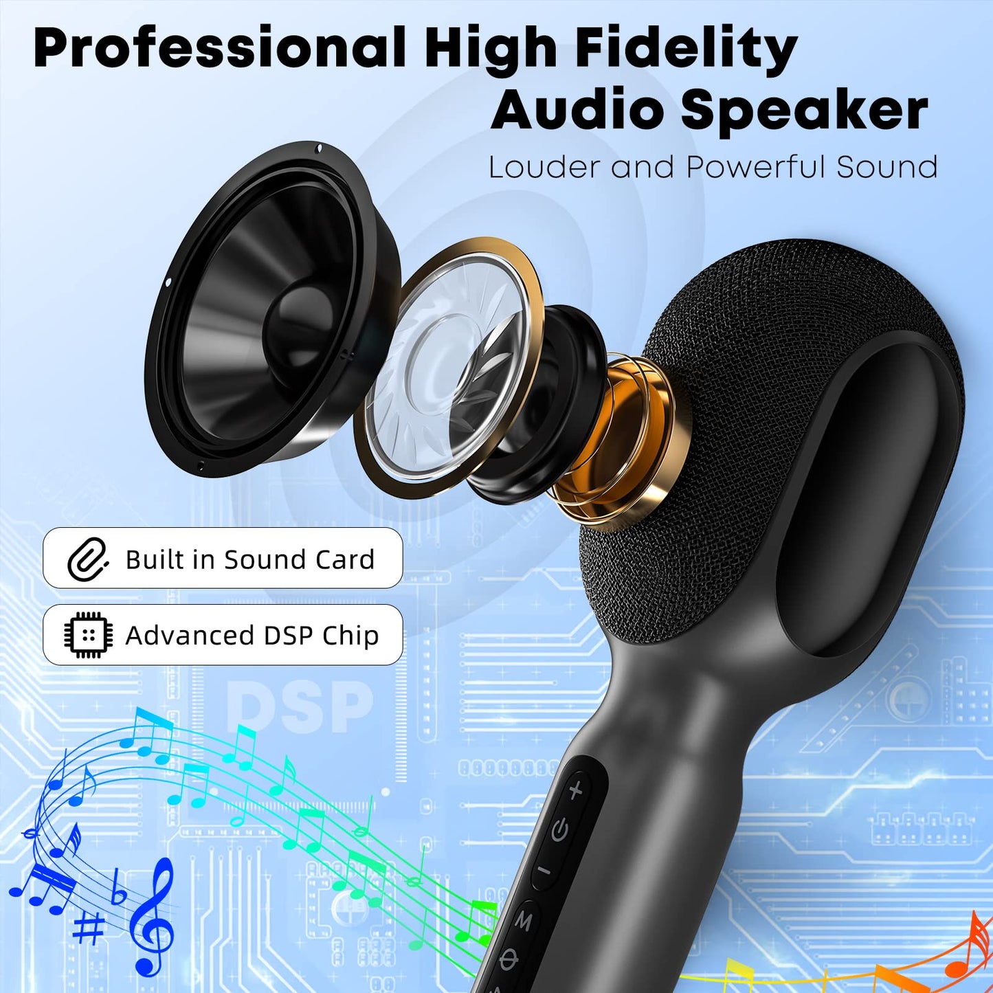 Wireless Bluetooth Karaoke Microphone, 5-in-1 Portable Handheld Mic Speaker with Dynamic RGB Lights, Mini Karaoke Machine for Car Travel Home Party