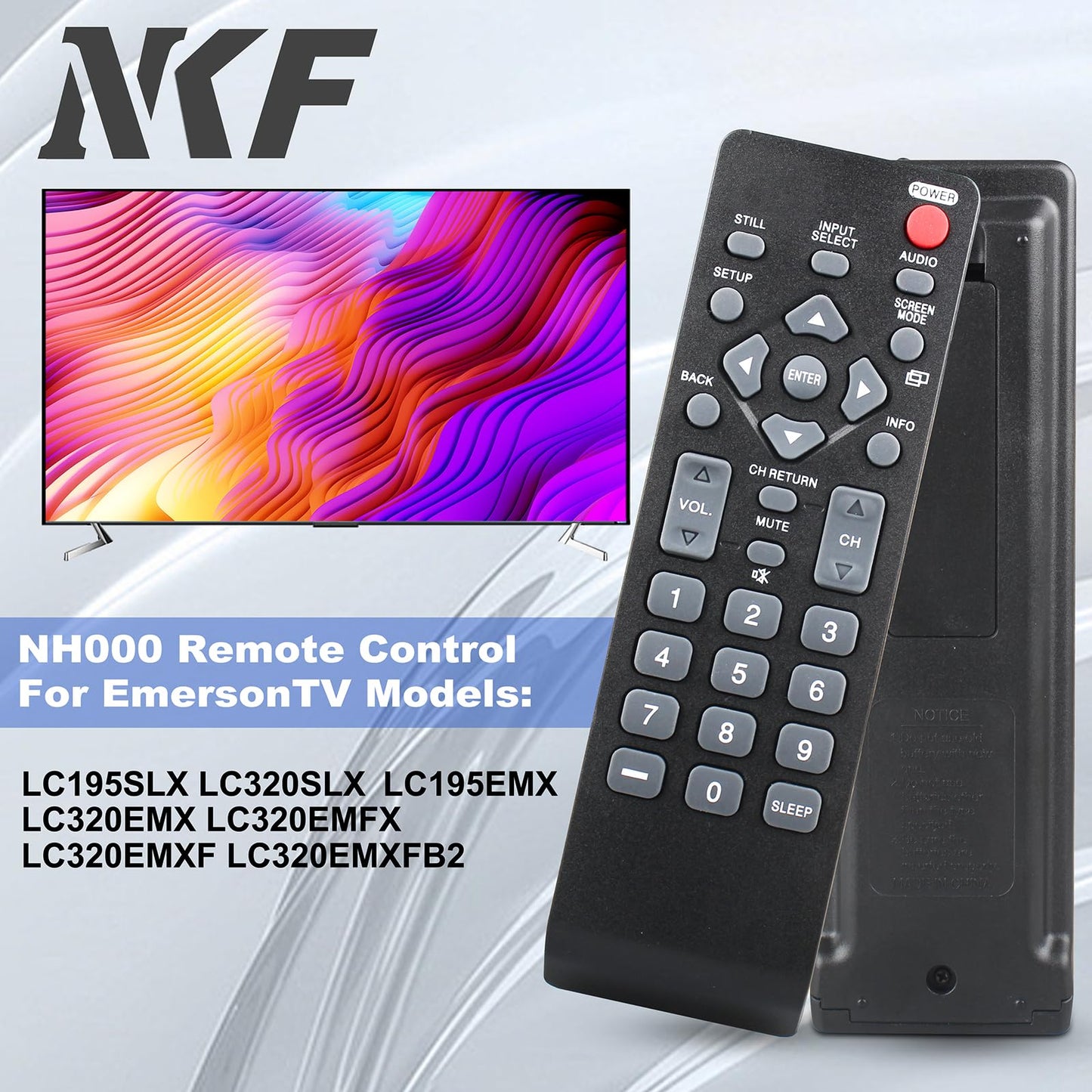 NH000UD for Emerson TV Remote Replacement: Universal Remote Control for Emerson TV and Sylvania TV Remote LC190EM2 LC260EM2 LC220EM1 LC320EM2