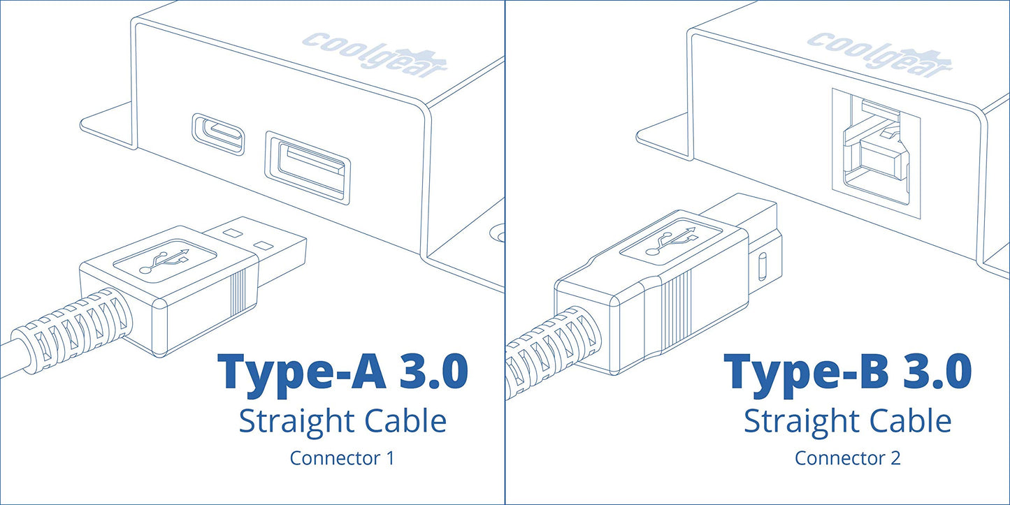USBGear 6 inch USB A to B Cable - 5Gbps Data Transfer for Printers, Scanners, Industrial Devices
