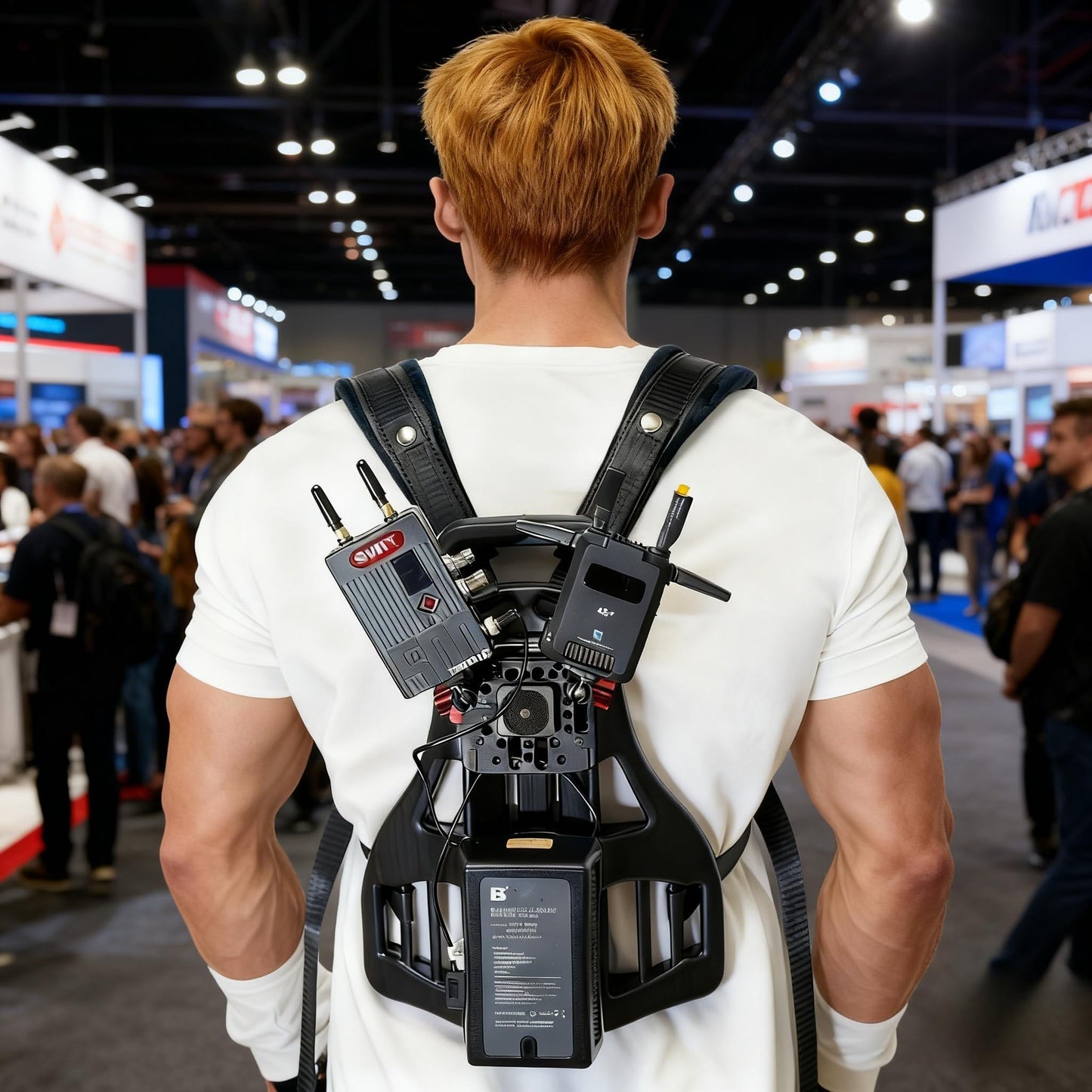 Video Outdoor Live Streaming Broadcast Backpack Plate Vest For V-Mount Battery Clamp Power Output Supply Wireless Video Transmission System Expandable