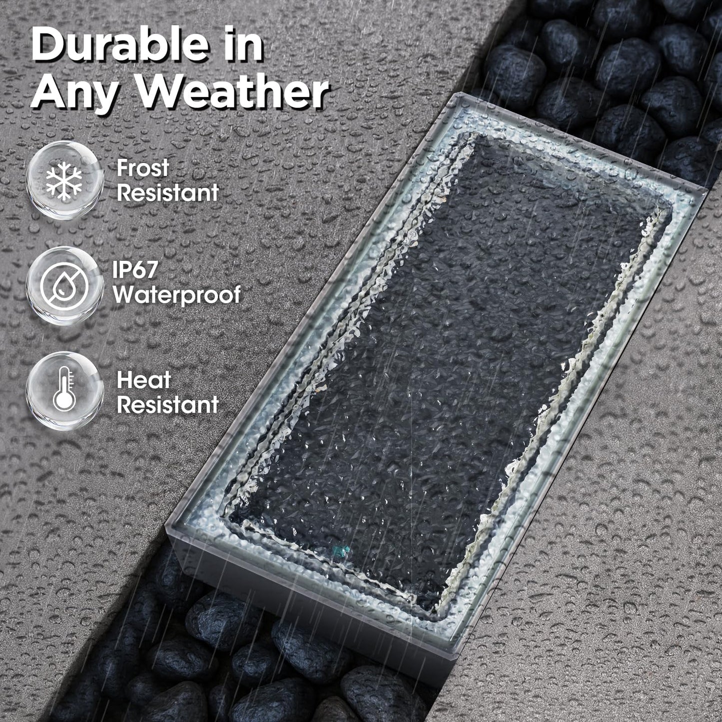 Solar Paver Color Changing Lights, 8x4 Solar Pavers Light Outdoor, Recessed Brick Pathway Lights, IP67 Waterproof Landscape Lighting