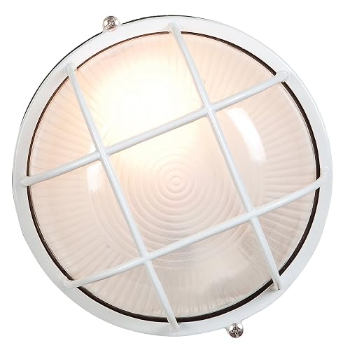 Nauticus Outdoor LED Bulkhead - White Finish with Frosted Glass Shade