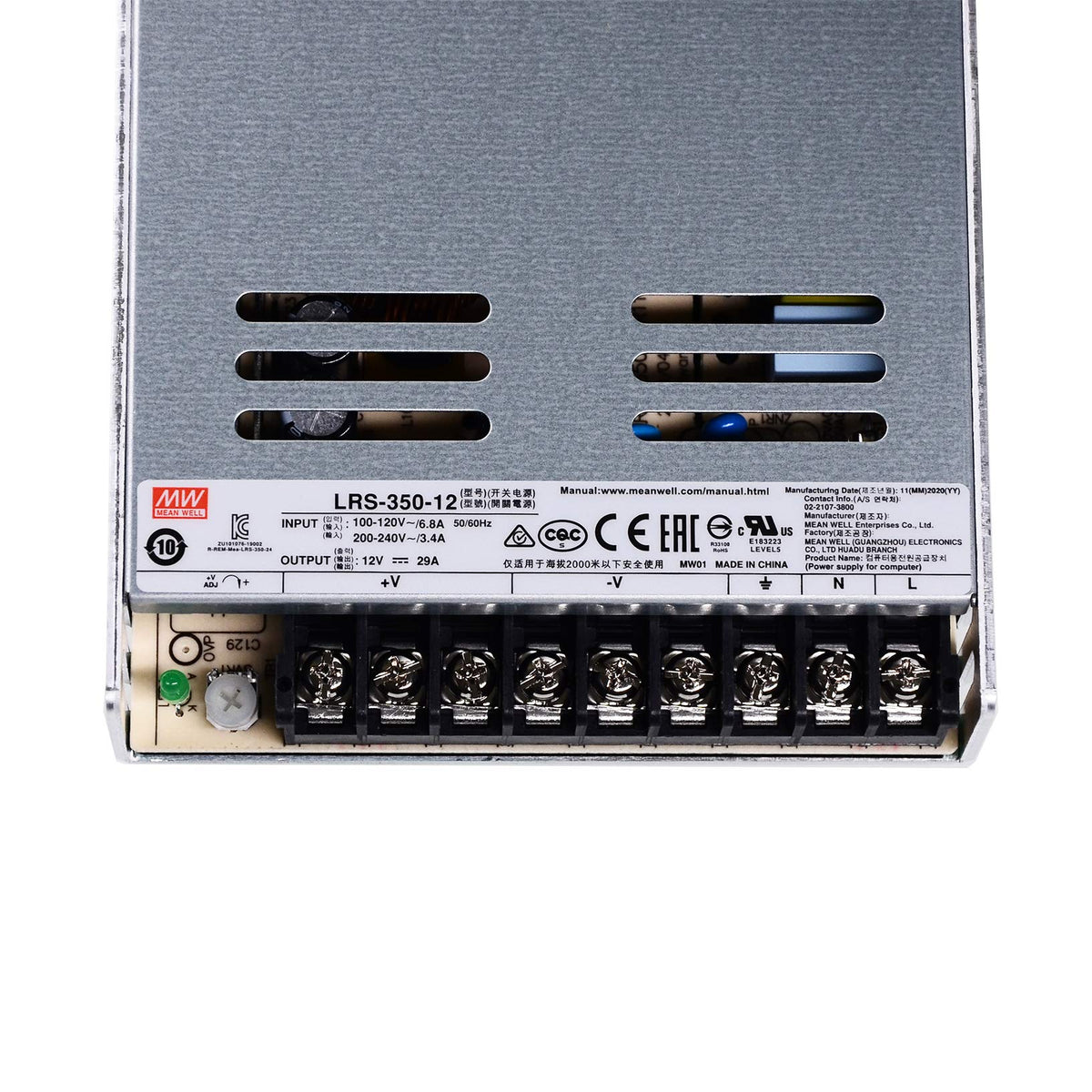 Mean Well LRS-350-12 DC Switching Power Supply 12V 29A 350W for CCTV, Computer Project, 3D Printer, LED Strip Light, Router