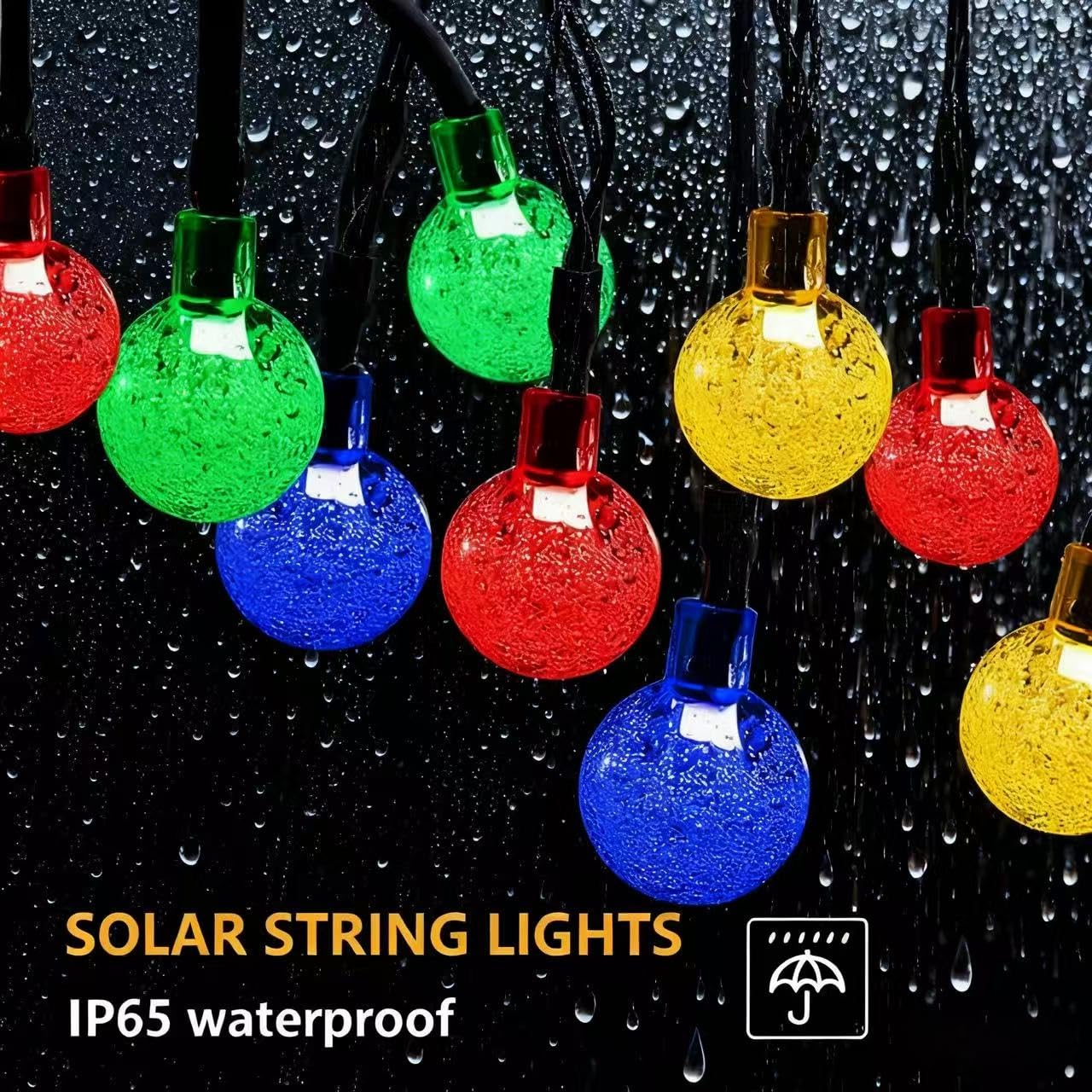 L LAMPOP Solar String Lights Outdoor Waterproof IP65 9.3 Feet 20 LED 8 Modes Crystal Globe Fairy Light for Garden Parterre Terrace
