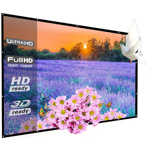 200 Inch Portable Outdoor Projector Screen, WRLSUN 16:9 Folding HD Big Size Canvas Movie Screen for Home Theater, School, Office, Party, Sports Events