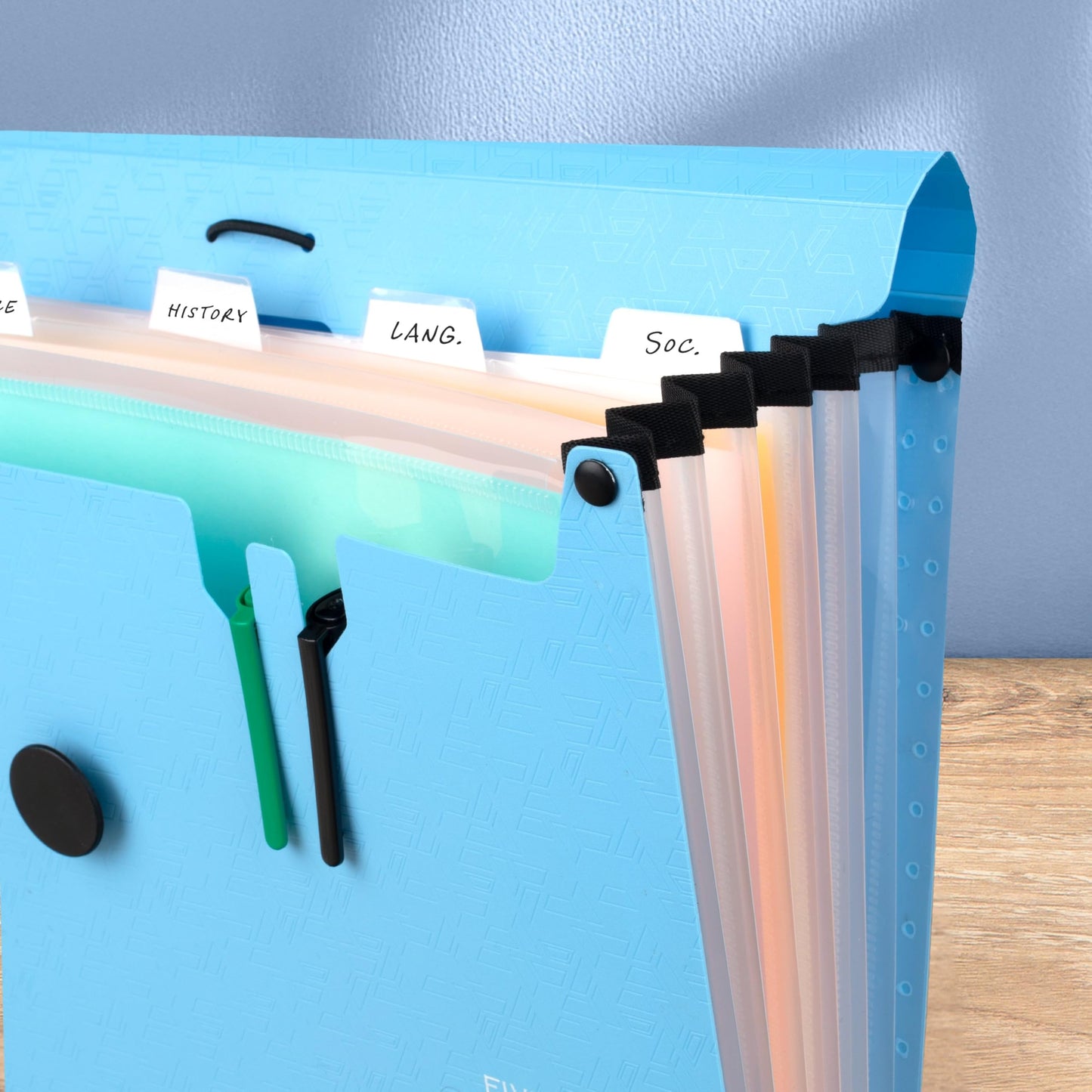 Five Star Expanding File Organizer, 6-Pocket Accordian File Organizer, Bungee Closure, Holds 8-1/2" x 11" Paper, Tidewater Blue (350100C-ECM)